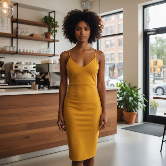 Windsor Dresses & Skirts - Mustard Bodycon Mini Dress